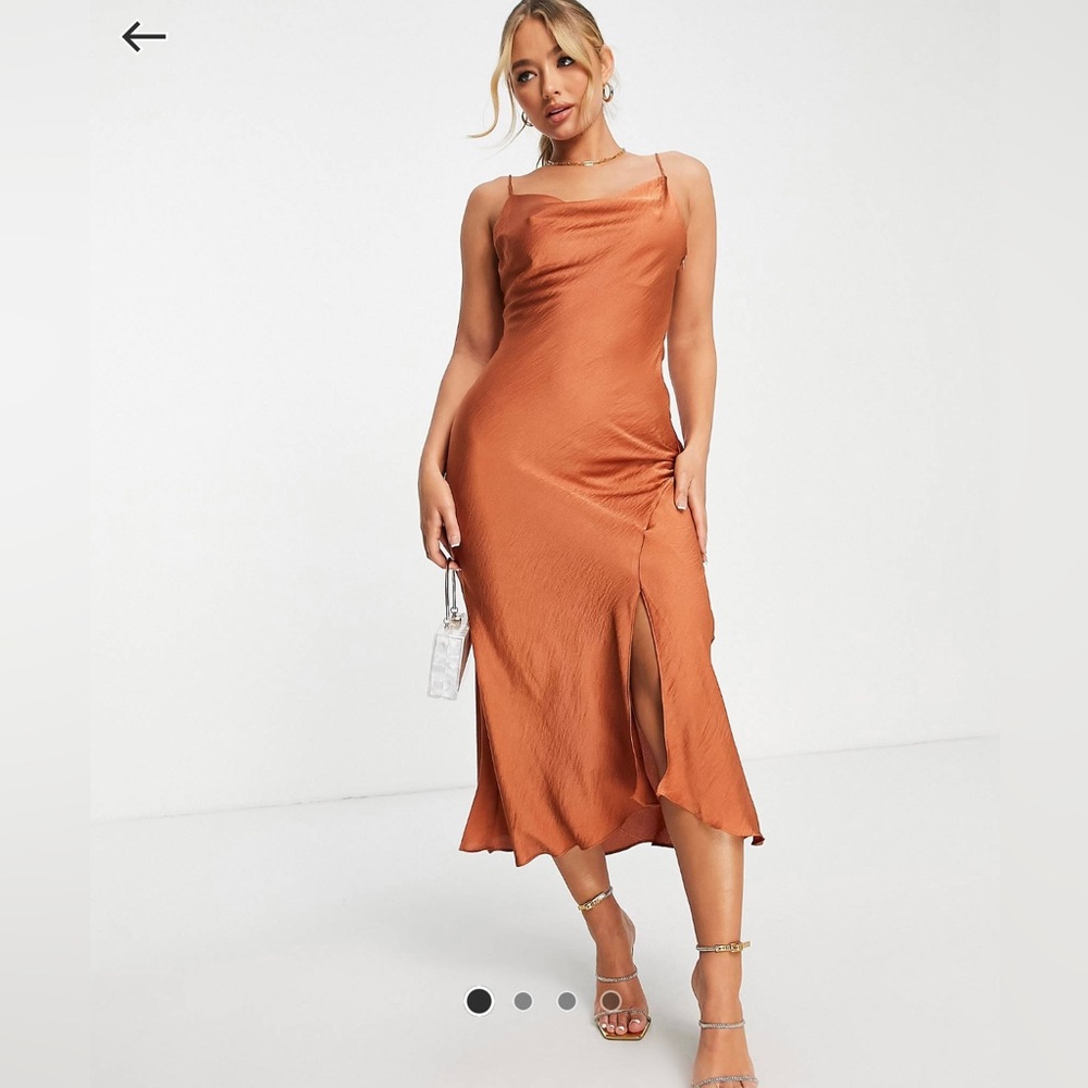 Trendyol side slip midi cami dress in cinnamon